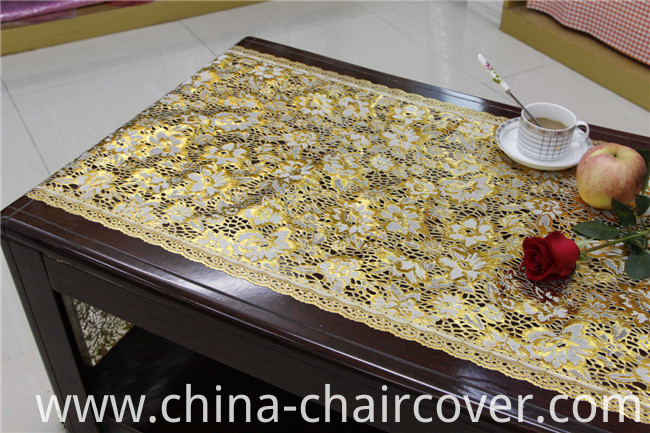 50cm Width Lace Crochet PVC Gold/Silver Tablecloth